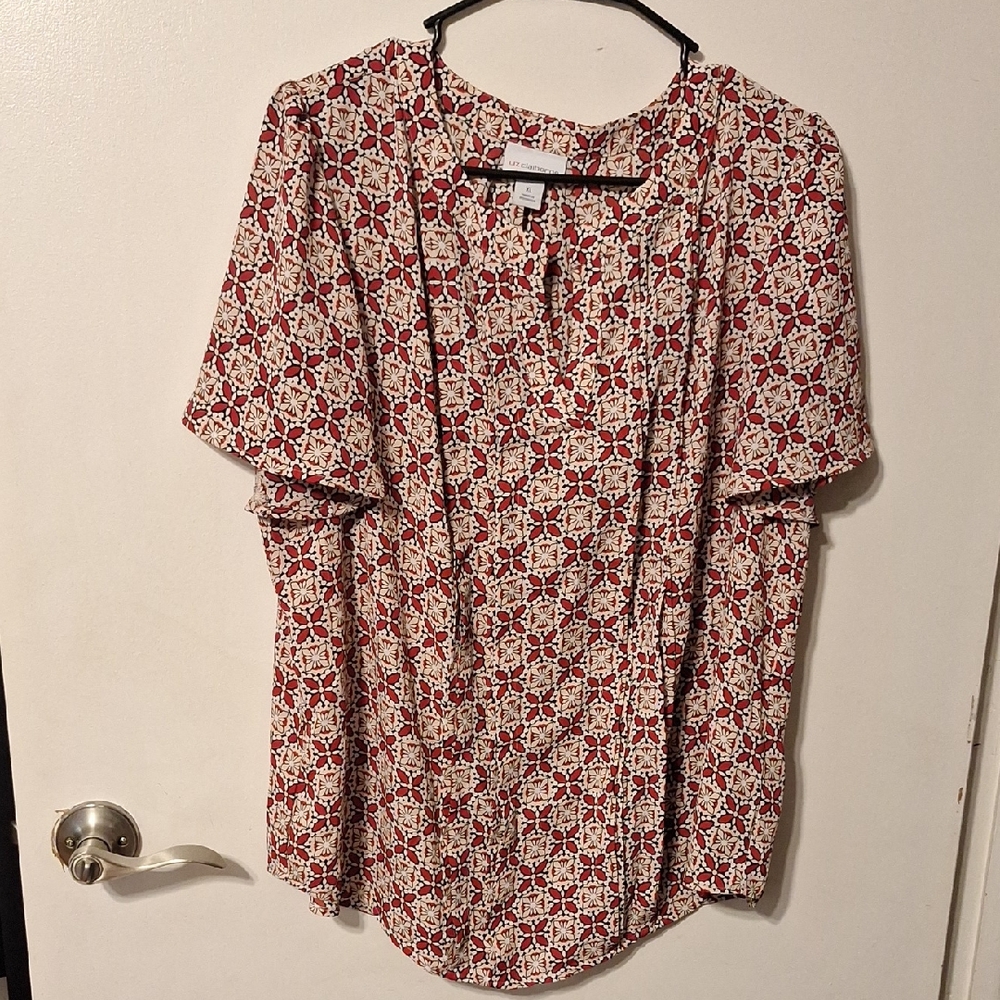 Womens Liz Claiborne Short Sleeve Blouse, XL